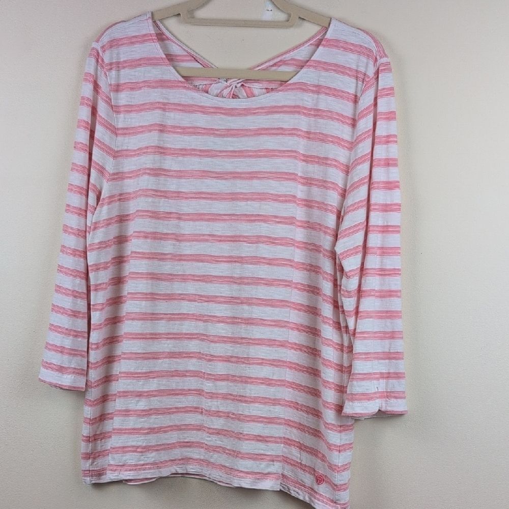 Talbot's T By Talbot's Striped Pink & White Twist Back Women's Top Size XL - Picture 9 of 9